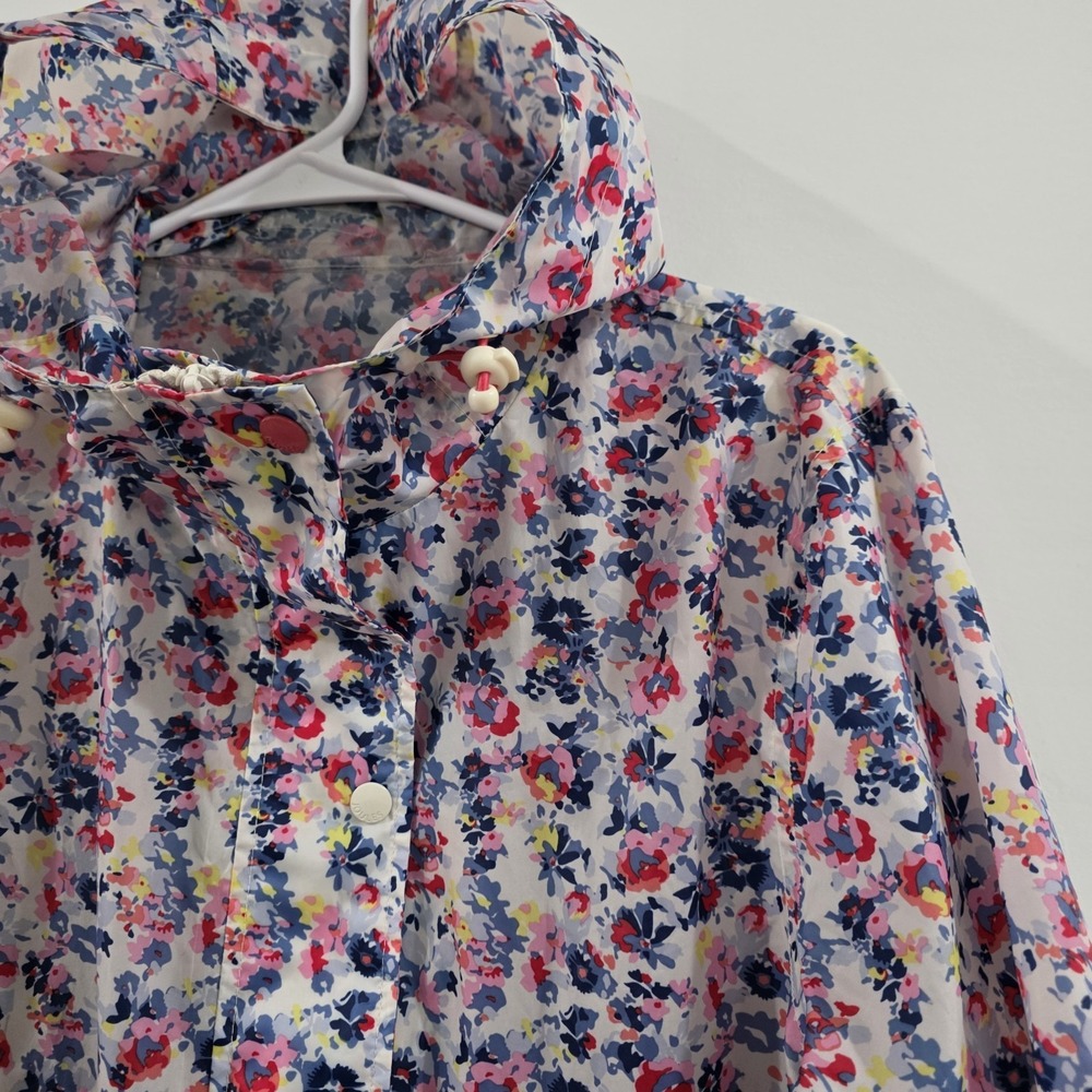 Joules Floral Hooded Trench Coat in Pink, Blue & White - Picture 2 of 6